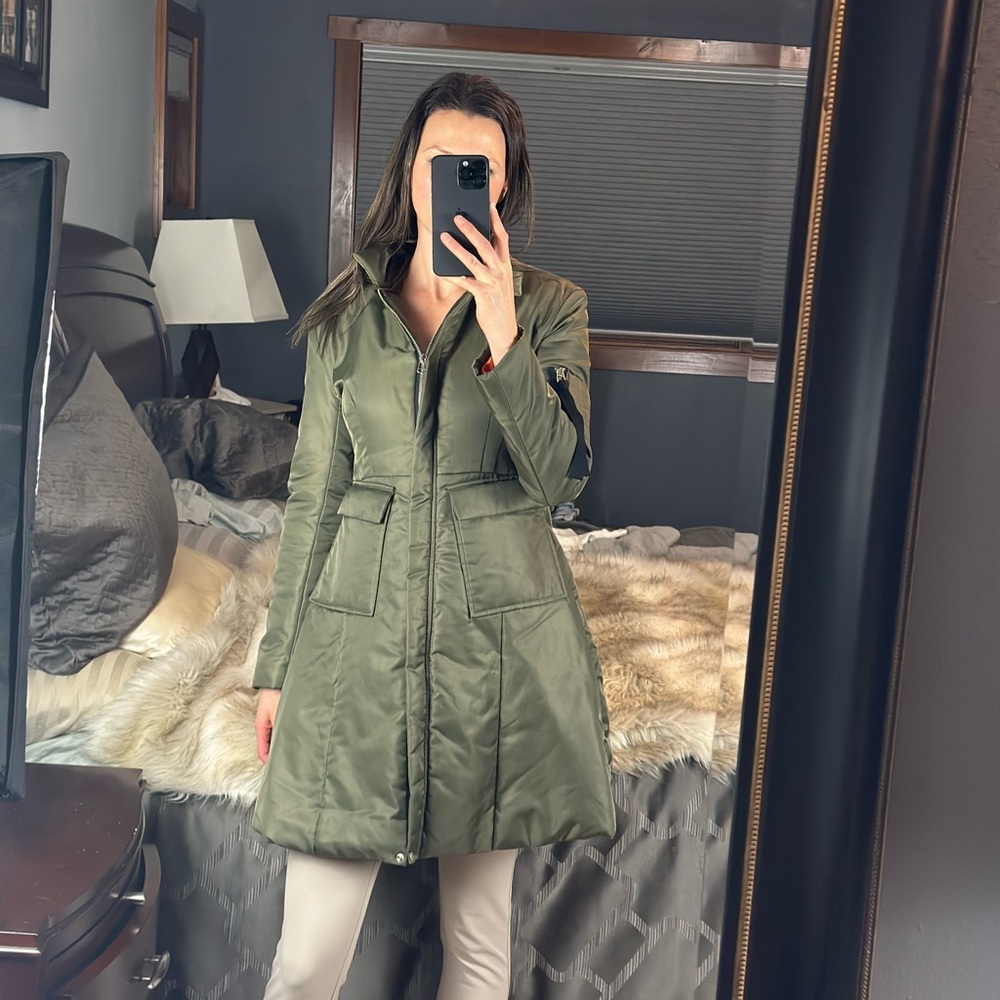 Storets Army Green Puffer Zipper Jacket Coat XS/S